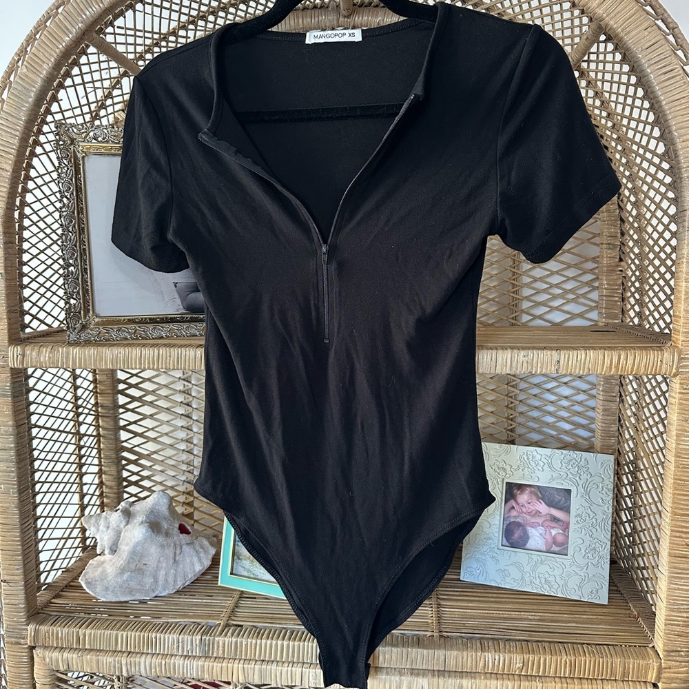 Black Zip Up Bodysuit